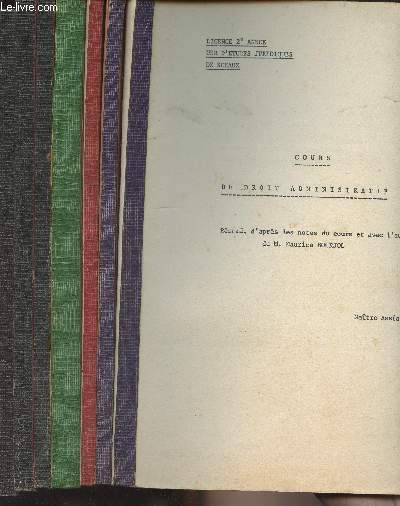Cours de droit administratif - En 8 fascicules (7 vols.) - Licence 2me anne, UER d'tudes juridiques de Sceaux, Universit de Paris-Sud - 1970-1971