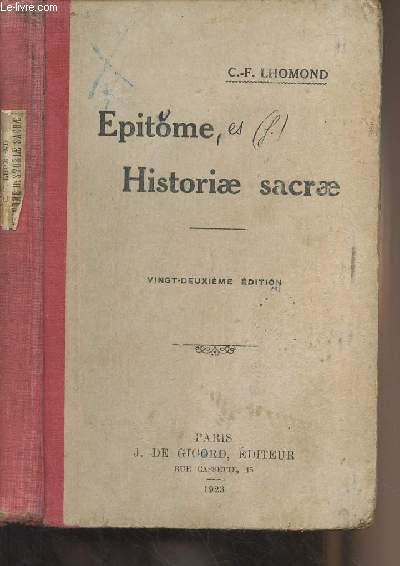 Epitome Historiae sacrae - 22e dition annote par L.-M. Mingasson