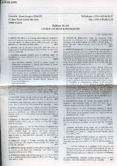 Librairie Jean-Jacques Magis - Bulletin B1/91 : Livres anciens et modernes