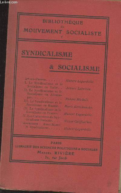 Syndicalisme & socialisme - 
