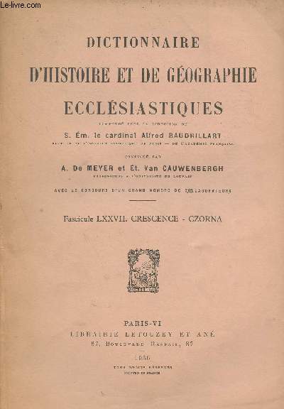 Dictionnaire d'histoire et de gographie ecclsiastiques - Fascicule 77 - Crescence - Czorna
