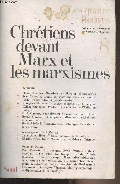 Les quatre fleuves n8 - Chrtiens devant Marx et les marxismes -