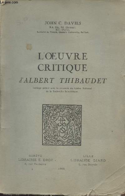 L'oeuvre critique d'Albert Thibaudet