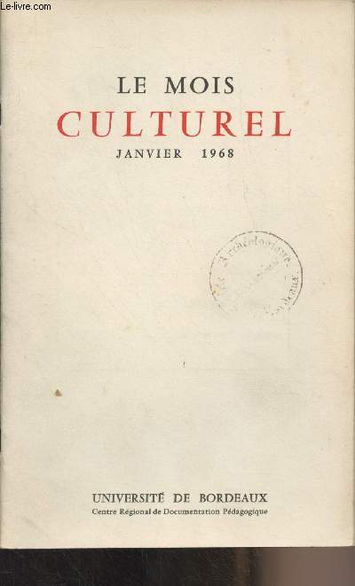 Le Mois Culturel - Janvier 1968