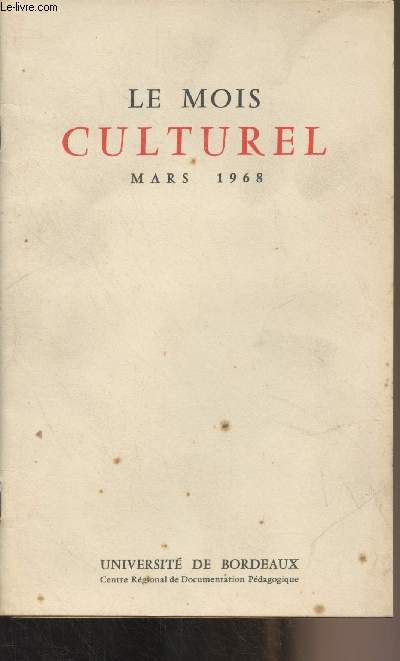 Le Mois Culturel - Mars 1968