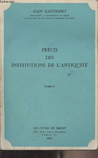 Prcis des institutions de l'antiquit - Tome II