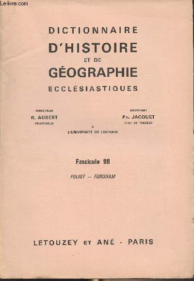 Dictionnaire d'histoire et de gographie ecclsiastiques - Fascicule 99 - Foliot - Fordham