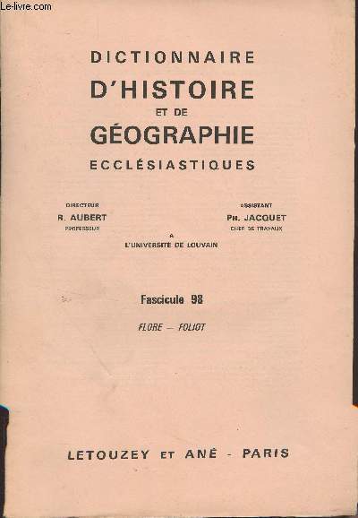 Dictionnaire d'histoire et de gographie ecclsiastiques - Fascicule 98 - Flore - Foliot