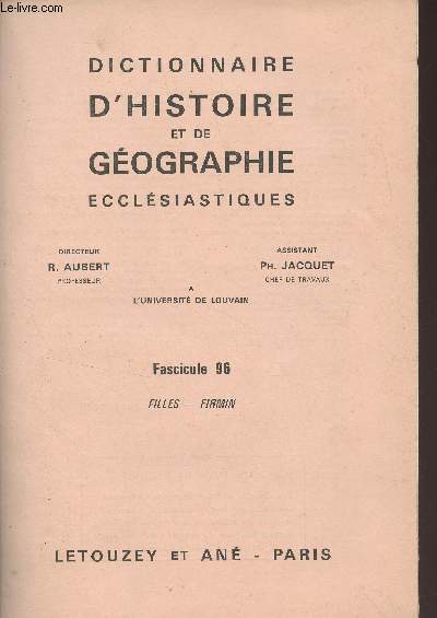 Dictionnaire d'histoire et de gographie ecclsiastiques - Fascicule 96 - Filles - Firmin