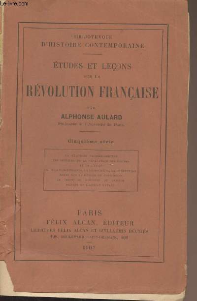 Etudes et leçons sur la révolution française - Cinquième série - 