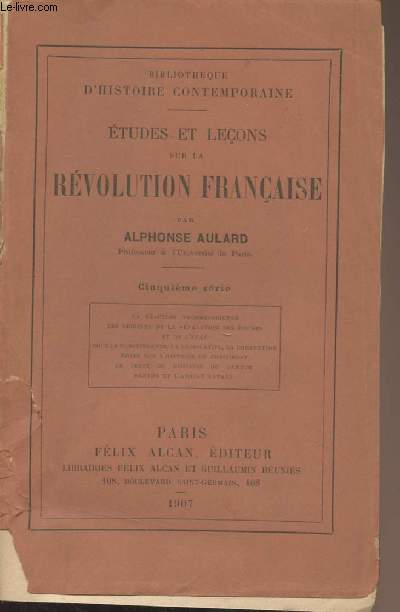 Etudes et leons sur la rvolution franaise - Cinquime srie - 