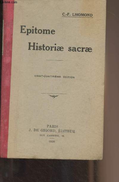 Epitome Historiae sacrae - 24e dition annote par L.-M. Mingasson