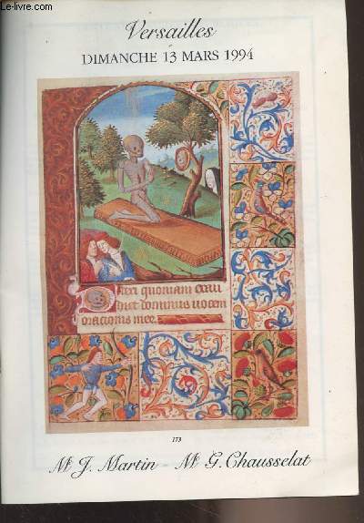 Catalogue vente aux enchres - Versailles, dimanche 13 mars 1994 - Me J. Martin - Me G. Chausselat