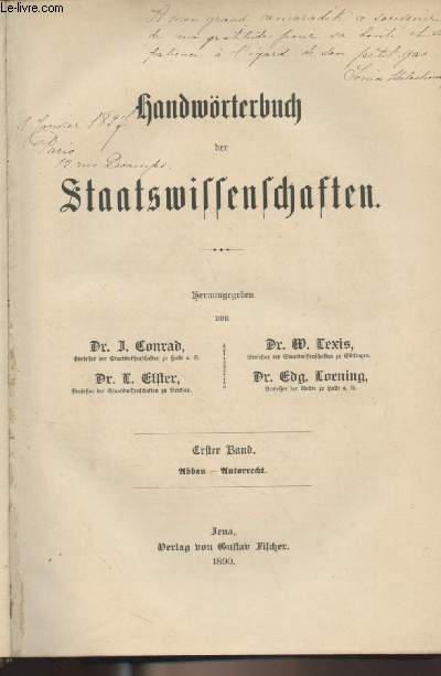 Handwrterbuch der Staatswissenschaften - Ester band : Abbau - Autorrecht