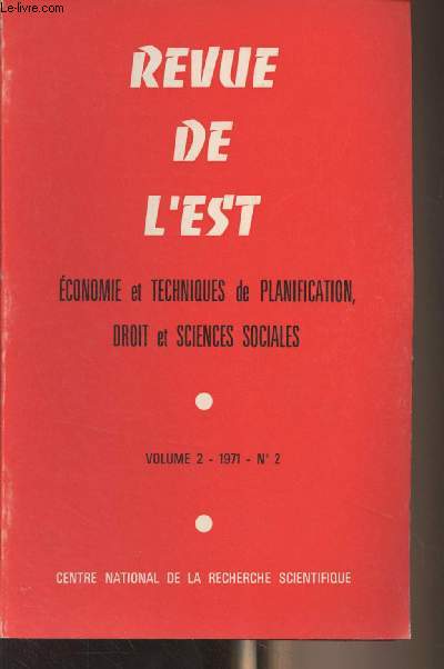 Revue de l'Est, conomie et techniques de planification, droit et sciences sociales - Vol.2 1971 N2 - Coopration entre l'Universit et l'industrie (exemple de l'Ecole Suprieur de Sciences conomique de Wroclaw) - Le systme d'information de l'entrepris