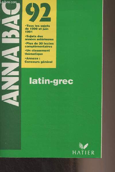 Annabac 1992 - Grec-latin