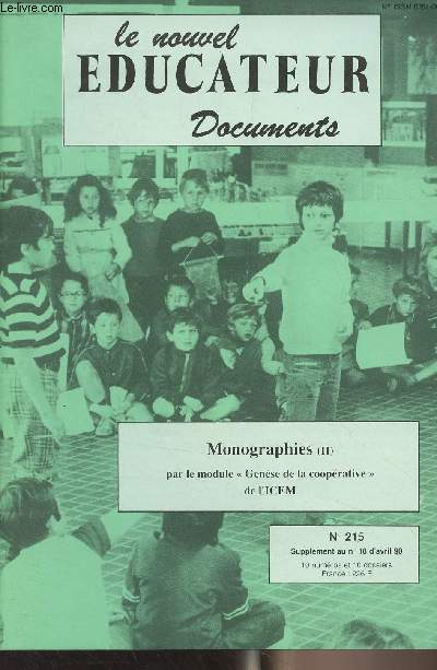 Le nouvel ducateur, documents n215 Supplment au n18 d'avril 90 - Monographies (II) - Encore des monographies - Les 
