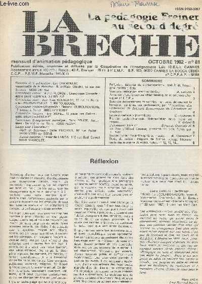 La Brche, La pdagogie Freinet au second degr - N81 oct. 1982 - Rflexion. Editorial de 