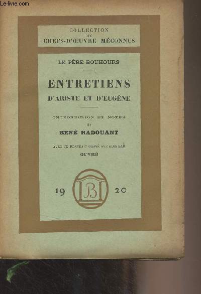 Entretiens d'Ariste et d'Eugne - Collection des chefs-d'oeuvre mconnus