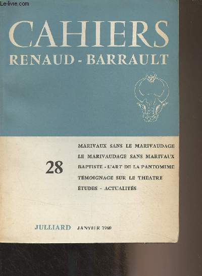 Cahiers Renaud-Barrault n°28 Janv. 1960 - Frontispice de Brianchon pour 