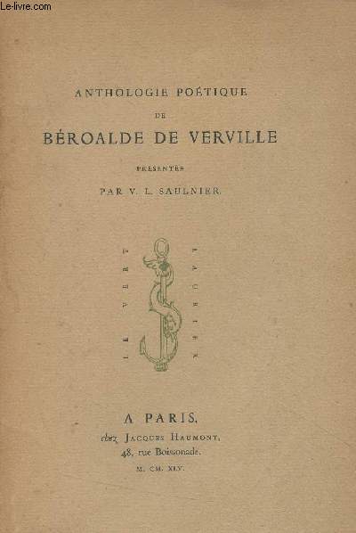 Anthologie potique de Broalde de Verville
