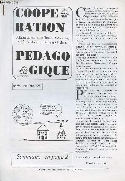 Coopration pdagogique N94 Oct. 1997 - Qu'est-ce qu'un instituteur Freinet ? - De mon cheminement personnel  mon choix pdagogique - 