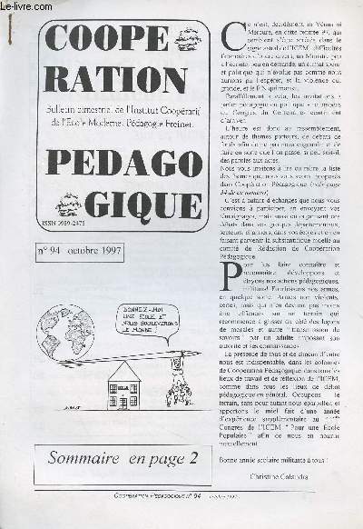 Coopration pdagogique N94 Oct. 1997 - Qu'est-ce qu'un instituteur Freinet ? - De mon cheminement personnel  mon choix pdagogique - 