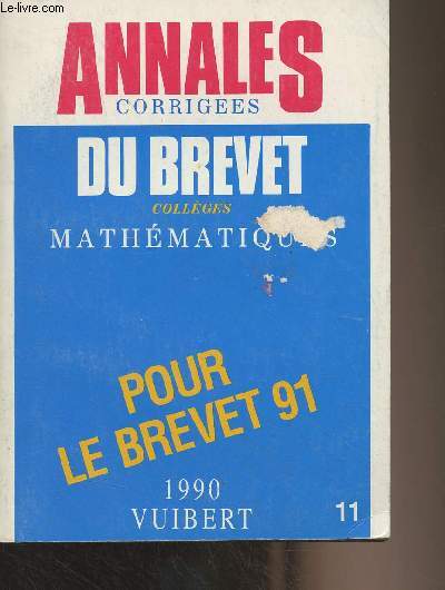 Annales corriges du brevet 1990 - Mathmatiques - Srie Collge - n11