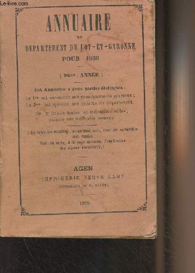 Annuaire du dpartement de Lot-et-Garonne pour 1888 - (96e anne)