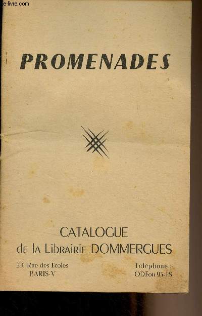 Catalogue de la Librairie Dommergues - Promenades