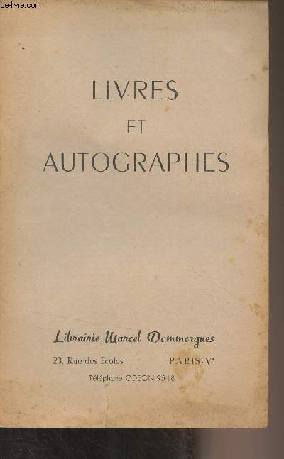 Catalogue de la Librairie Dommergues - Livres et autographes