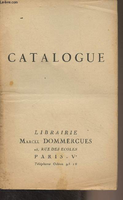 Catalogue de la Librairie Marcel Dommergues
