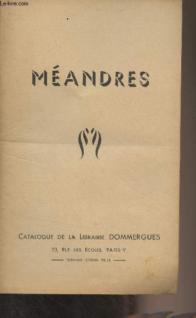 Catalogue de la Librairie Dommergues - Mandres
