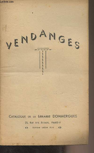 Catalogue de la Librairie Dommergues - Vendanges