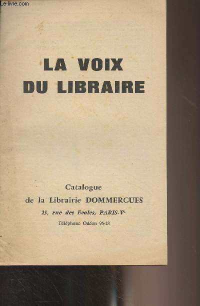 Catalogue de la Librairie Dommergues - La voix du libraire