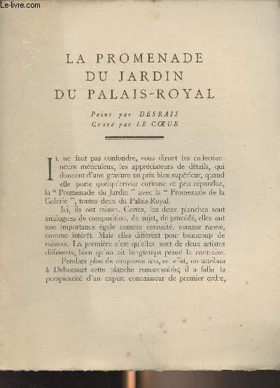 Explication de tableau : La Promenade du Jardin du Palais-Royal - Peint par Desrais, grav par Le Coeur