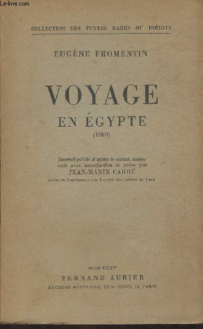Voyage en Egypte (1869) - Collection des textes rares ou indits