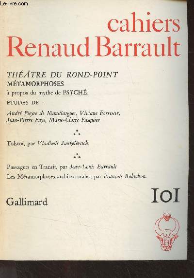 Cahiers Renaud Barrault - n101 - L'amour de l'amour - Distribution du spectacle - 
