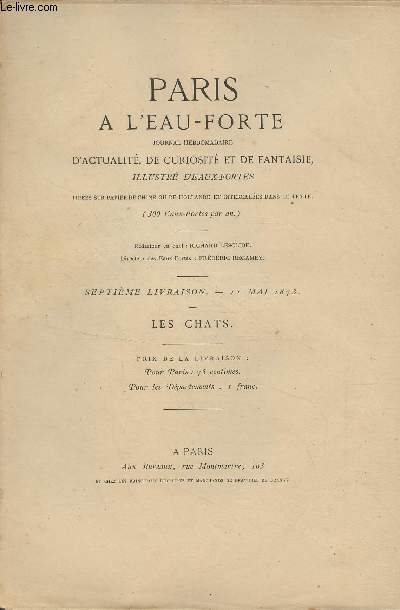 Paris  l'eau-forte - Actualit, curiosit, fantaisie - Premier volume : 7e livraion - 11 mai 1873 : Les chats (G.)