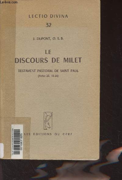 Le discours de Milet, testament pastoral de Saint Paul (Actes 20, 18-36) - 