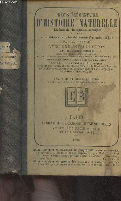 Prcis lmentaire d'histoire naturelle (minralogie, botanique, zoologie)  l'usage des institutions et autres tablissements d'instruction publique)