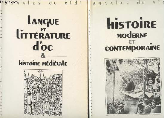 Annales du Midi - Langue et littrature d'oc & histoire mdivale, tomes I et II - 