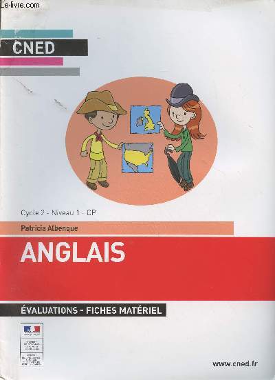 CNED : Anglais, valuations, fiches matriel - Cycle 2, niveau 1, CP