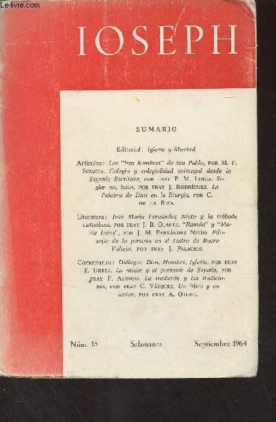 Ioseph - N15 Salamanca, Septiembre 1964 - Iglesia y libertad - Los 