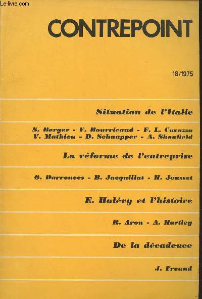 Contrepoint n18 1975 - Situation de l'Italie : Une crise spcifique - Le cas italien - L'entreprise publique italienne - La 