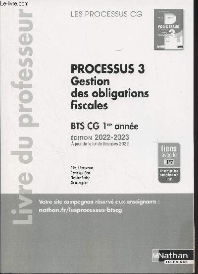 Processus 3 Gestion des obligations fiscales - BTS CG 1re anne - Edition 2022-2023 - 