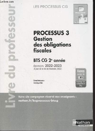 Processus 3 Gestion des obligations fiscales - BTS CG 2e anne - Edition 2022-2023 - 