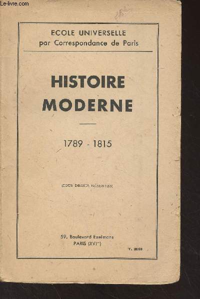 Histoire moderne - 1789-1815 - 