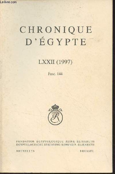 Chronique d'Egypte, bulletin priodique de la Fondation Egyptologique Reine Elisabeth - Tome LXXII (1997) Fasc. 144 - Un relief thbain d'Amenhotep Ier au Muse du Cinquantenaire - L'eau et la rgnration des morts d'aprs les reprsentations des tombes