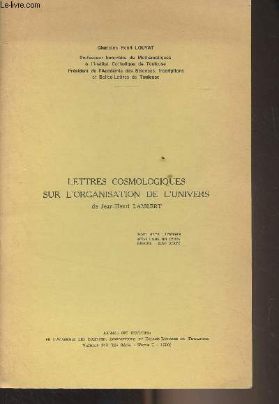 Lettres cosmologiques sur l'organisation de l'univers de Jean-Henri Lambert - 